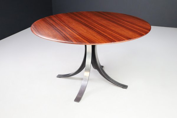 Round Dining Table in Walnut & Steel attributed to Osvaldo Borsani and Eugenio Gerli for Tecno, 1965-TRW-1797112