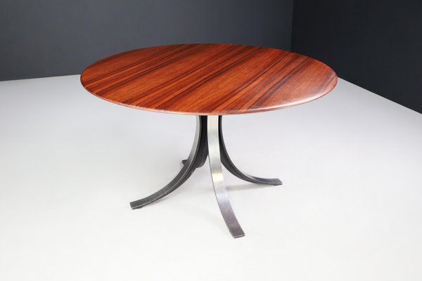 Round Dining Table in Walnut & Steel attributed to Osvaldo Borsani and Eugenio Gerli for Tecno, 1965-TRW-1797112