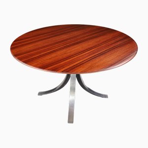 Round Dining Table in Walnut & Steel attributed to Osvaldo Borsani and Eugenio Gerli for Tecno, 1965-TRW-1797112