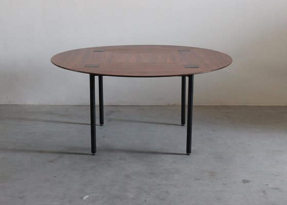 Round Dining Table in Wood and Metal by Ettore Sottsass for Poltronova, Italy, 1950s-IVC-1363160