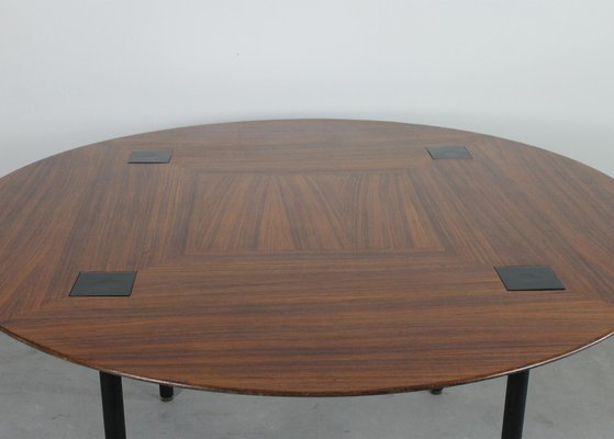 Round Dining Table in Wood and Metal by Ettore Sottsass for Poltronova, Italy, 1950s-IVC-1363160