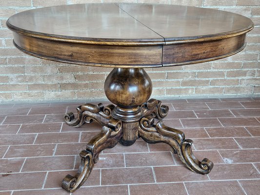 Round Extendable Dining Table in Burl Walnut, Italy, 1930s-ZUW-1799594