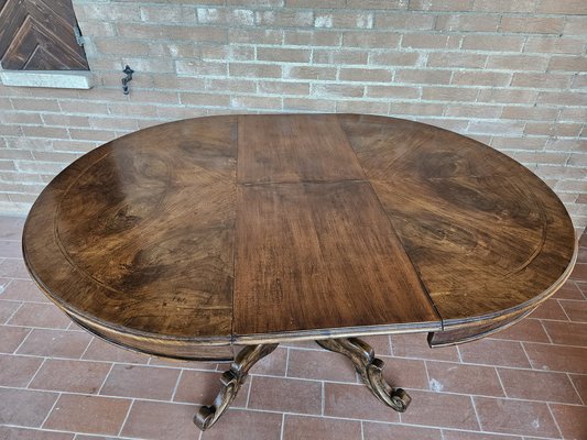 Round Extendable Dining Table in Burl Walnut, Italy, 1930s-ZUW-1799594