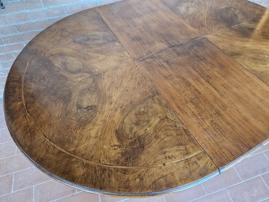 Round Extendable Dining Table in Burl Walnut, Italy, 1930s-ZUW-1799594