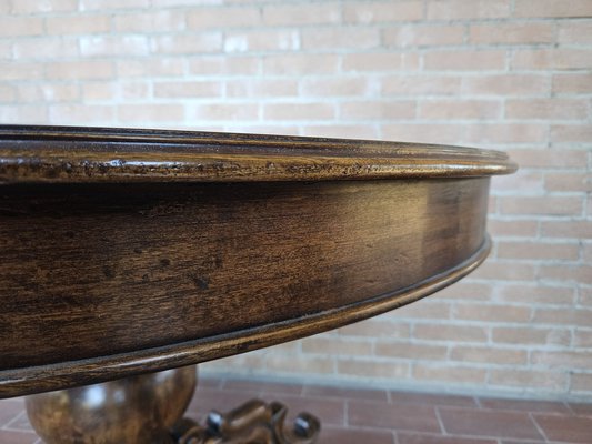 Round Extendable Dining Table in Burl Walnut, Italy, 1930s-ZUW-1799594