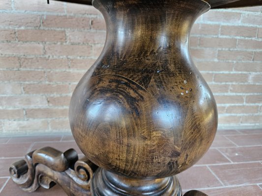 Round Extendable Dining Table in Burl Walnut, Italy, 1930s-ZUW-1799594