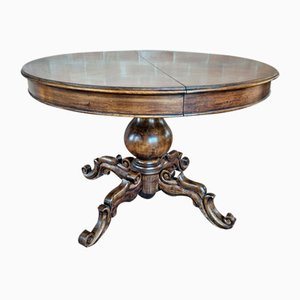 Round Extendable Dining Table in Burl Walnut, Italy, 1930s-ZUW-1799594