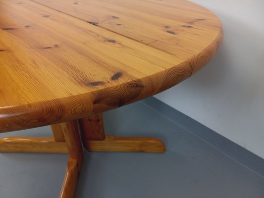 Round Extendable Pine Table, 1970s-AHO-1811738