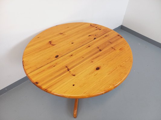 Round Extendable Pine Table, 1970s-AHO-1811738