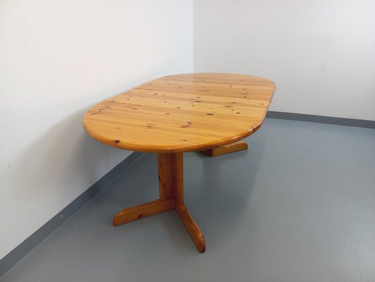 Round Extendable Pine Table, 1970s-AHO-1811738