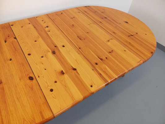 Round Extendable Pine Table, 1970s-AHO-1811738