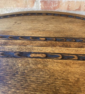 Round Folding Center Oak Table with Carved Top and Solomonic Legs, 1940s-NOU-1752709