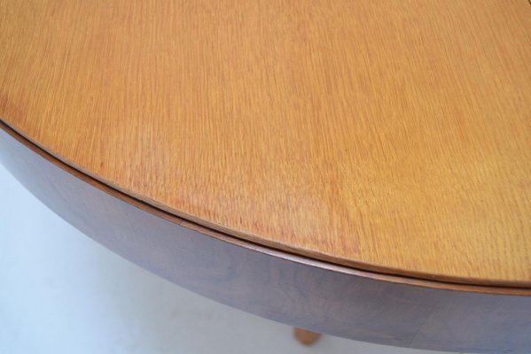 Round Folding Dining Table by Jindrich Halabala, Czechoslovakia, 1950s-TZ-838907