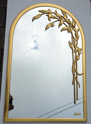 Round Gilt Wall Mirror wiht Floral Design from Deknudt Belgium, 1970s-AWL-1417754