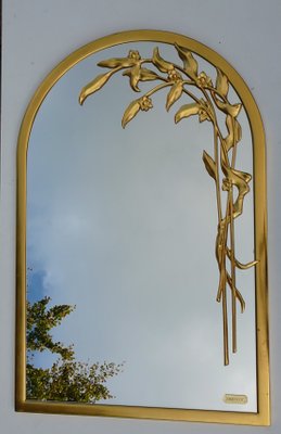 Round Gilt Wall Mirror wiht Floral Design from Deknudt Belgium, 1970s-AWL-1417754