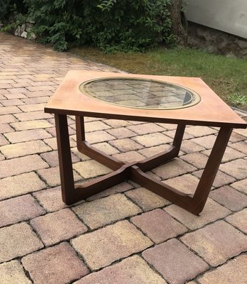 Round Glass and Gold Astro Style Coffee Table, 1960s-OXJ-679025