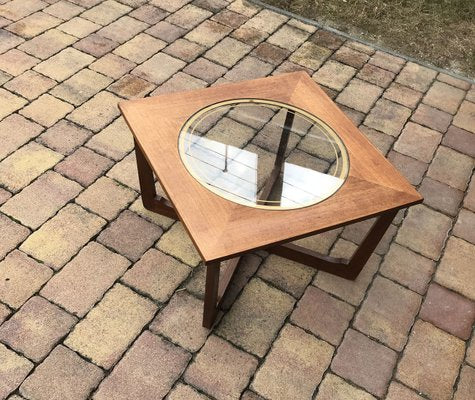 Round Glass and Gold Astro Style Coffee Table, 1960s-OXJ-679025