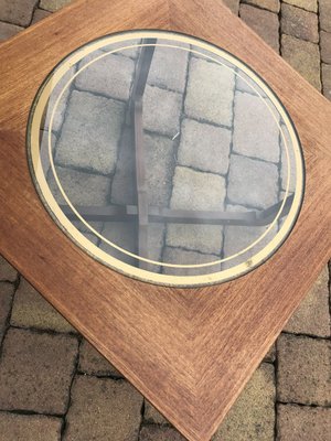 Round Glass and Gold Astro Style Coffee Table, 1960s-OXJ-679025