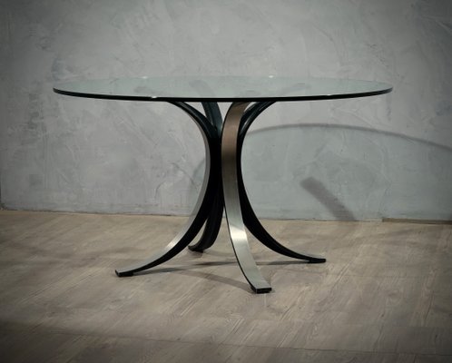 Round Glass & Metal T69 Table by Gerli Borsani for Tekno, 1960s-UH-883340