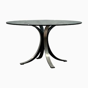 Round Glass & Metal T69 Table by Gerli Borsani for Tekno, 1960s-UH-883340