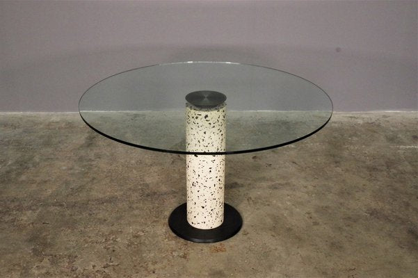 Round Glass Top Table, 1980s, Set of 4-KNM-1290715