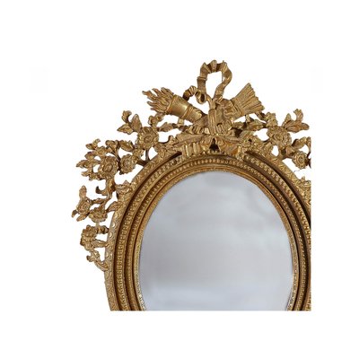 Round Gold Foil Hand-Carved Wooden Mirror, 1970-UZ-862857