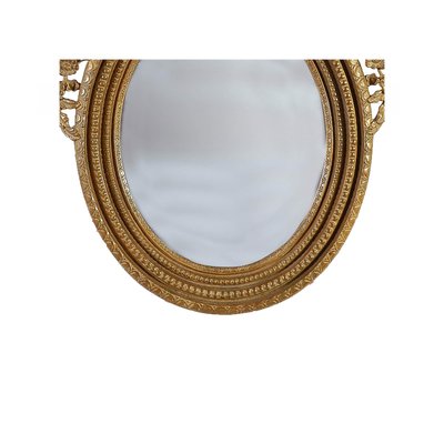 Round Gold Foil Hand-Carved Wooden Mirror, 1970-UZ-862857