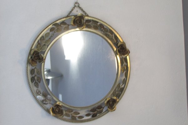 Round Golden Metal Rose Crown Mirror-RDN-1256186