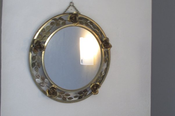 Round Golden Metal Rose Crown Mirror-RDN-1256186