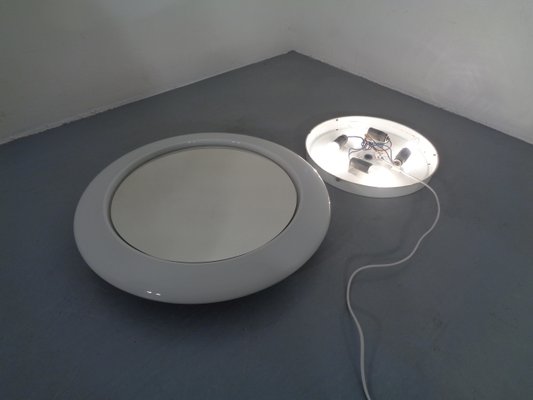 Round Illuminated Opal Glass Mirror, 1960s-RDW-776690