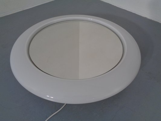 Round Illuminated Opal Glass Mirror, 1960s-RDW-776690