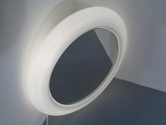 Round Illuminated Opal Glass Mirror, 1960s-RDW-776690