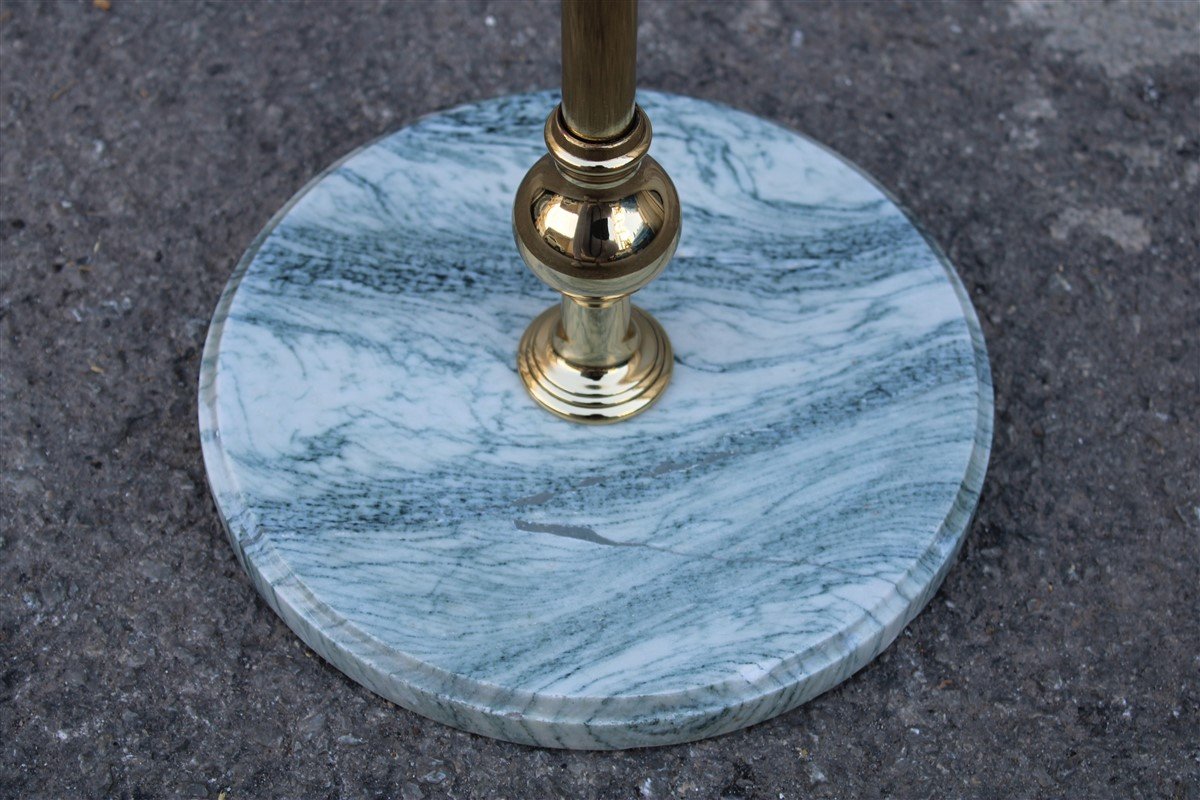 Round Italian Gueridon Table in Brass, Glass and Marble by Cesare Lacca, 1950s