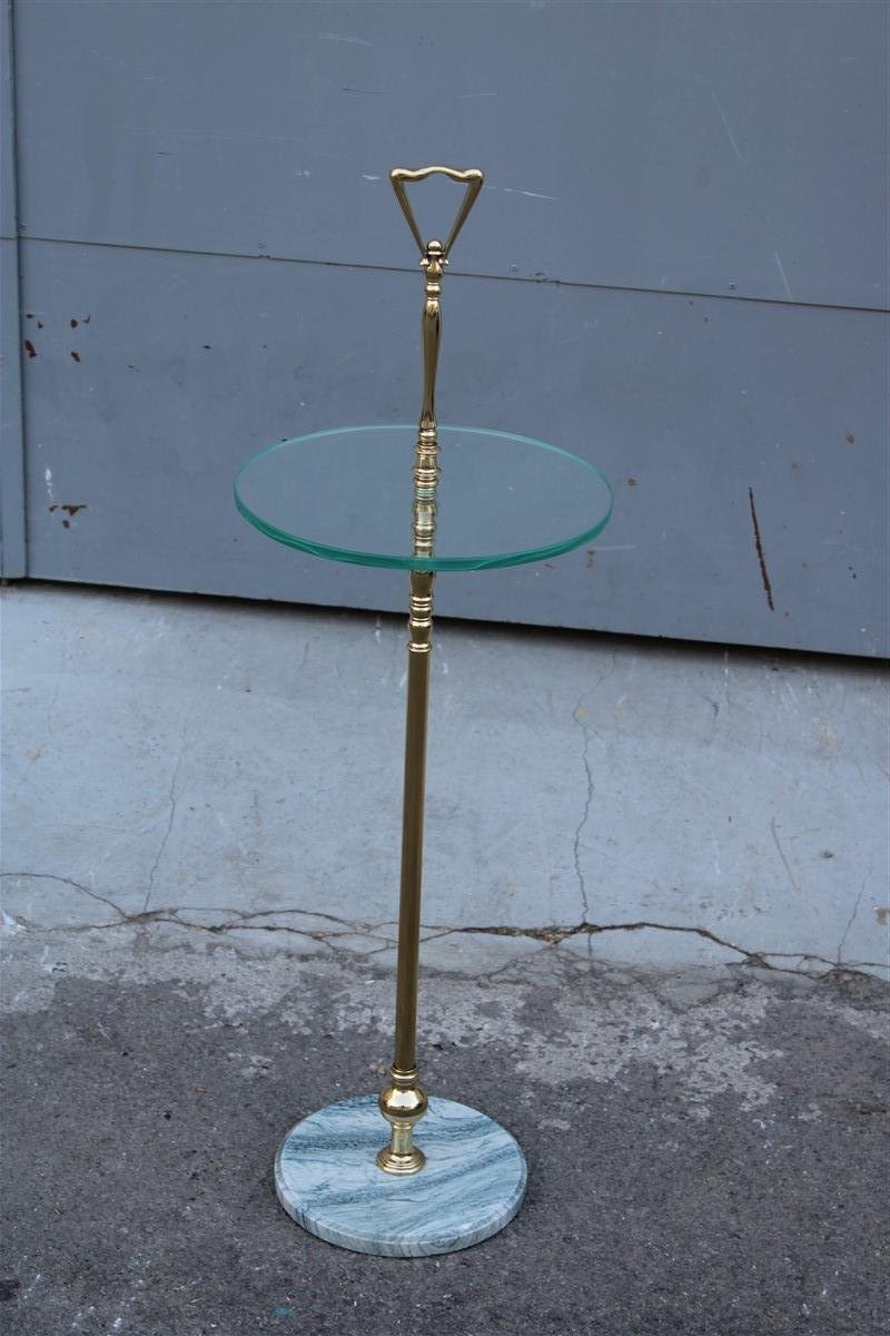 Round Italian Gueridon Table in Brass, Glass and Marble by Cesare Lacca, 1950s-EH-1326132