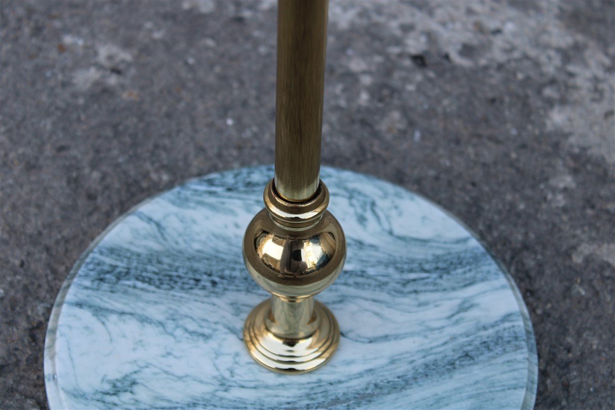 Round Italian Gueridon Table in Brass, Glass and Marble by Cesare Lacca, 1950s