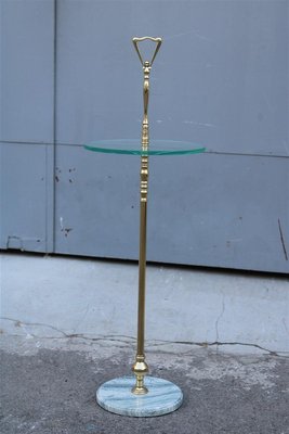 Round Italian Gueridon Table in Brass, Glass and Marble by Cesare Lacca, 1950s-EH-1326132