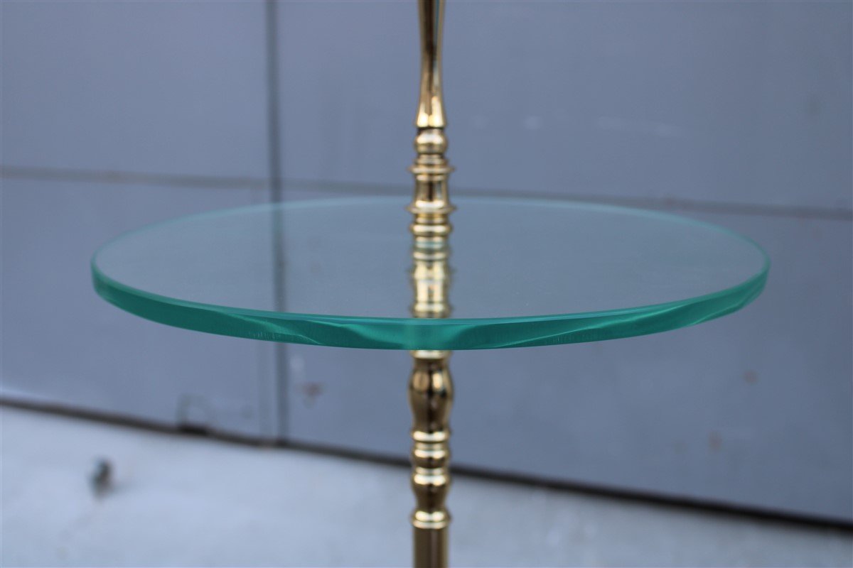 Round Italian Gueridon Table in Brass, Glass and Marble by Cesare Lacca, 1950s-EH-1326132