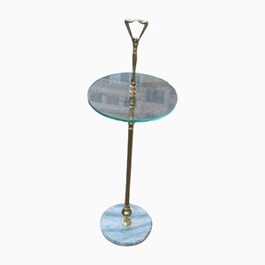 Round Italian Gueridon Table in Brass, Glass and Marble by Cesare Lacca, 1950s-EH-1326132