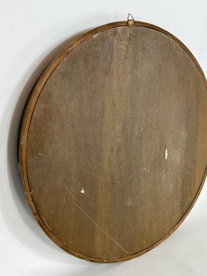 Round Italian Wooden Wall Mirror, 1950s-OT-1309474