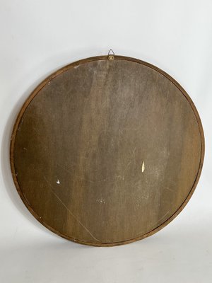 Round Italian Wooden Wall Mirror, 1950s-OT-1309474