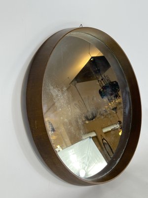 Round Italian Wooden Wall Mirror, 1950s-OT-1309474