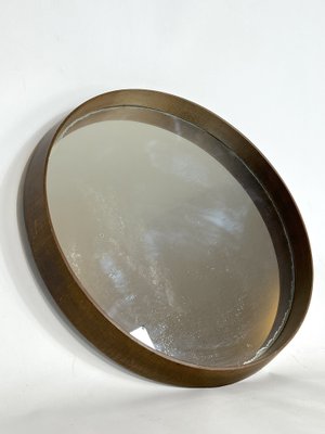 Round Italian Wooden Wall Mirror, 1950s-OT-1309474