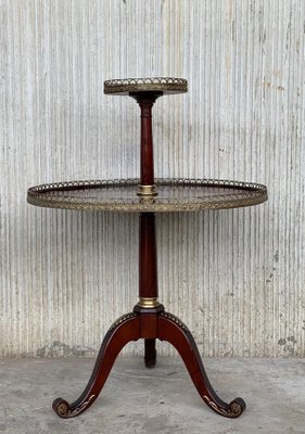 Round Louis XVI Style Two-Tier Mahogany Bouillotte Table in the Style of Jansen-PSK-1002656