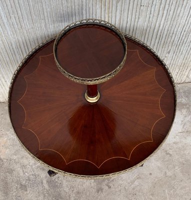 Round Louis XVI Style Two-Tier Mahogany Bouillotte Table in the Style of Jansen-PSK-1002656