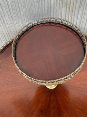 Round Louis XVI Style Two-Tier Mahogany Bouillotte Table in the Style of Jansen-PSK-1002656