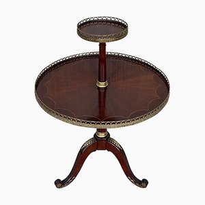 Round Louis XVI Style Two-Tier Mahogany Bouillotte Table in the Style of Jansen-PSK-1002656