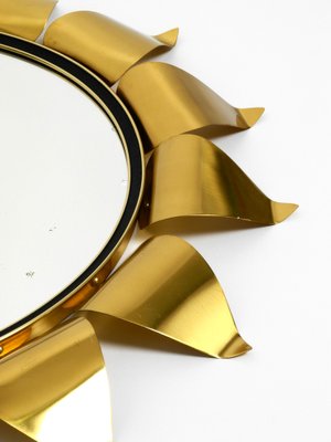 Round Mid-Century Brass Sunburst Wall Mirror-RR-989286