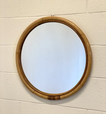 Round Mirror in Bamboo, 1970s-NPC-1757123