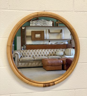 Round Mirror in Bamboo, 1970s-NPC-1757123