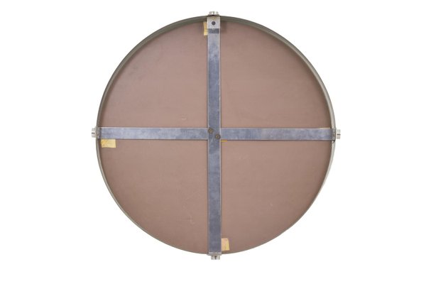 Round Mirror in Brushed Stainless Steel, 1970s-CEJ-676315